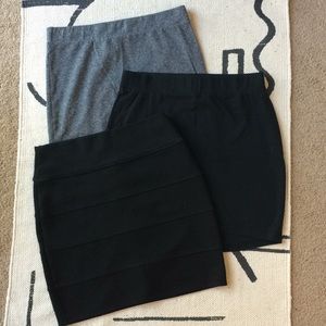 Lot of 3 cotton jersey mini skirts